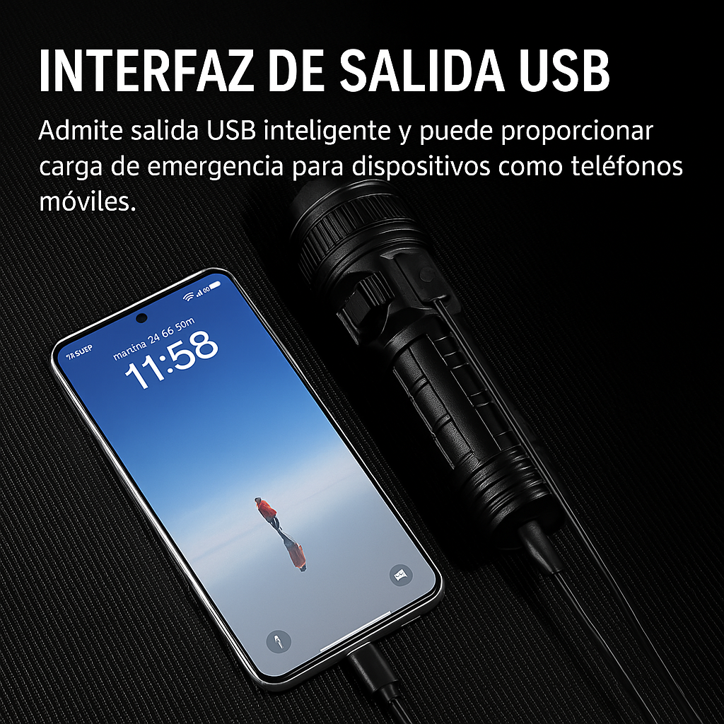LINTERNA TÁCTICA 10.000 LUMENS