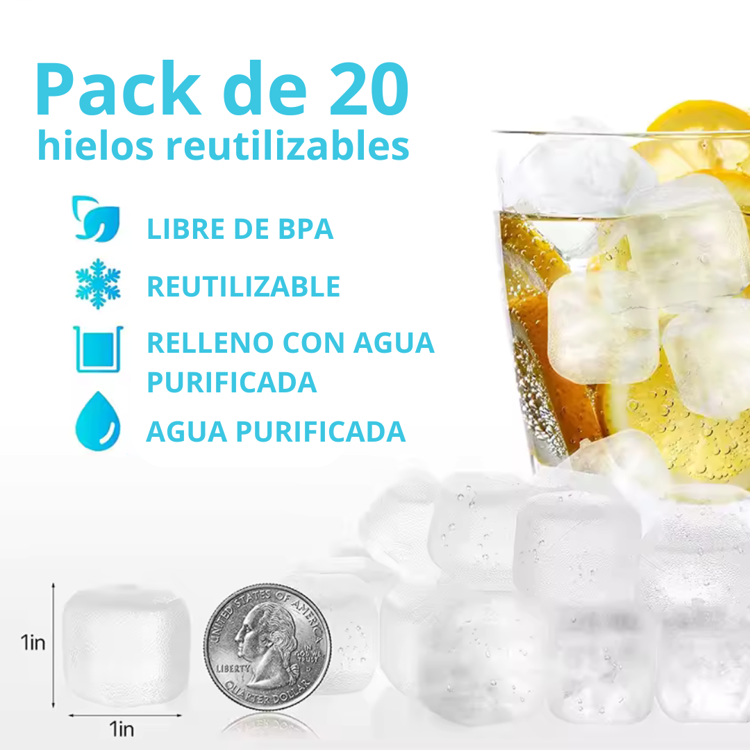 Pack de 20 cubos de hielo reutilizables